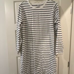 Old Navy Black and White Striped Midi Dress
